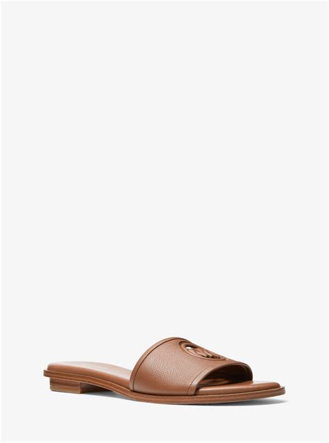 michael kors deanna cutout leather slide sandal|Deanna Cutout Leather Slide Sandal .